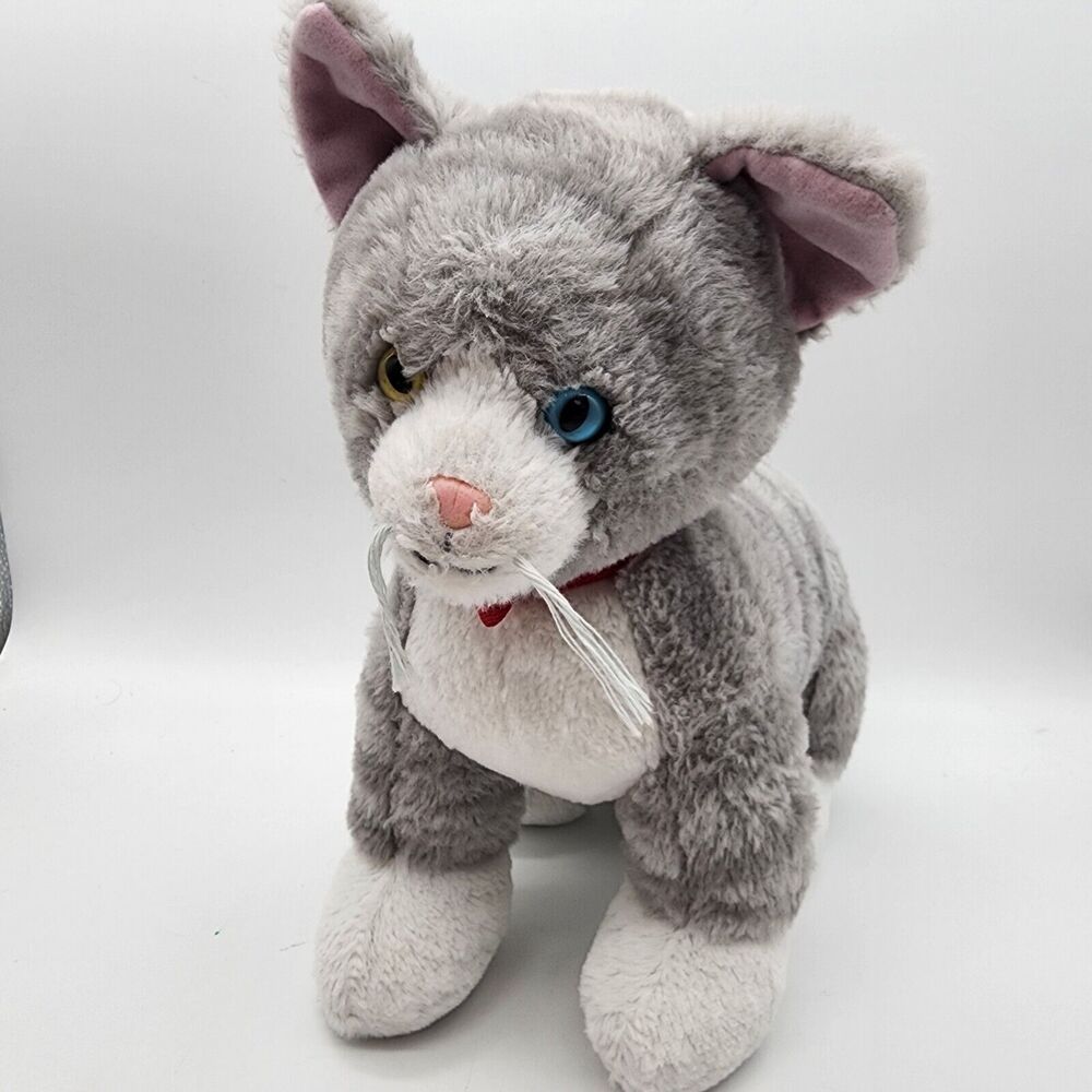 Build A Bear Gray Tabby Cat Plush 11” Different Color Eyes Stuffed Animal 2022